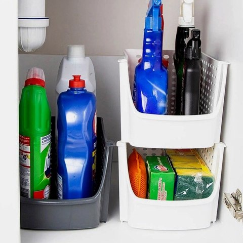 Pojemnik na warzywa i owoce ziemniaki cebulę biały DUŻY 29x21x16cm VILDE 229090