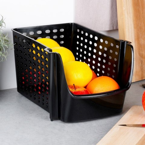 Pojemnik na warzywa i owoce ziemniaki cebulę czarny DUŻY 29x21x16cm VILDE 229089