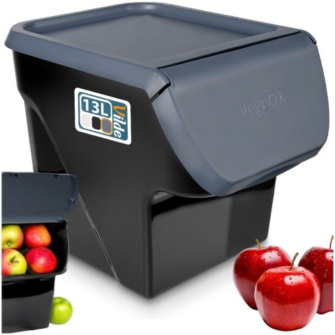 Pojemnik na warzywa i owoce ziemniaki cebulę z pokrywą antracytowy 13L VILDE 730510-A