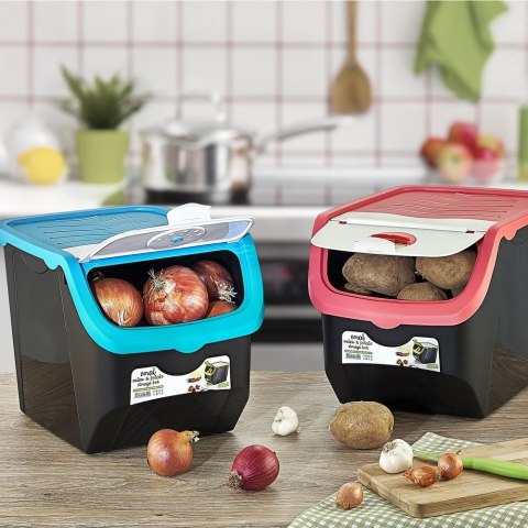 Pojemnik na warzywa i owoce ziemniaki cebulę z pokrywą czarny 12L ORION 730513-C