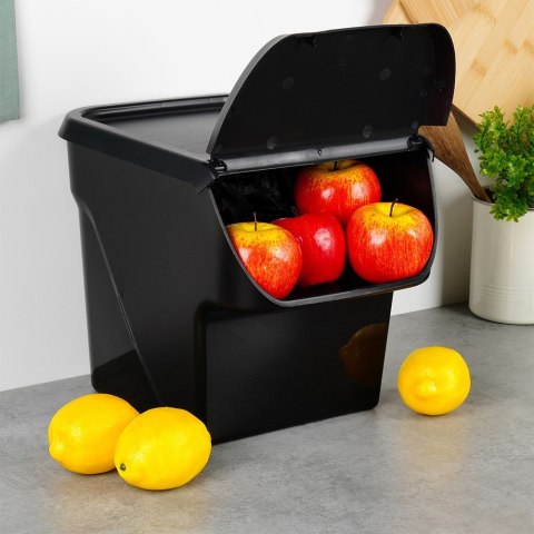 Pojemnik na warzywa i owoce ziemniaki cebulę z pokrywą czarny 13L VILDE 730510-C