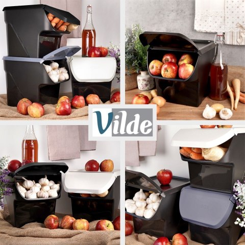 Pojemnik na warzywa i owoce ziemniaki cebulę z pokrywą czarny 13L VILDE 730510-C