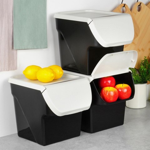 Pojemnik na warzywa i owoce ziemniaki cebulę z pokrywą popielaty 13L VILDE 730510-P