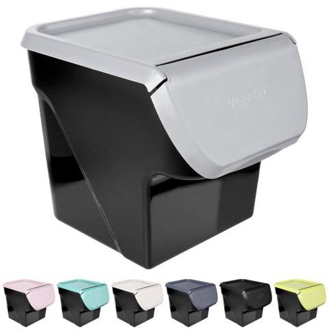 Pojemnik na warzywa i owoce ziemniaki cebulę z pokrywą szary 13L VILDE 730510-S