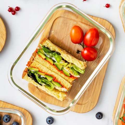 Pojemnik na żywność szklany z bambusową pokrywką i uszczelką naczynie żaroodporne ARIZONA 1.4L NAVA 10-143-203