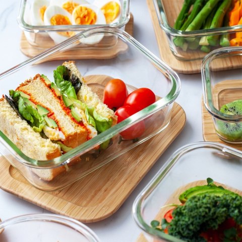 Pojemnik na żywność szklany z bambusową pokrywką i uszczelką naczynie żaroodporne ARIZONA 1.4L NAVA 10-143-203