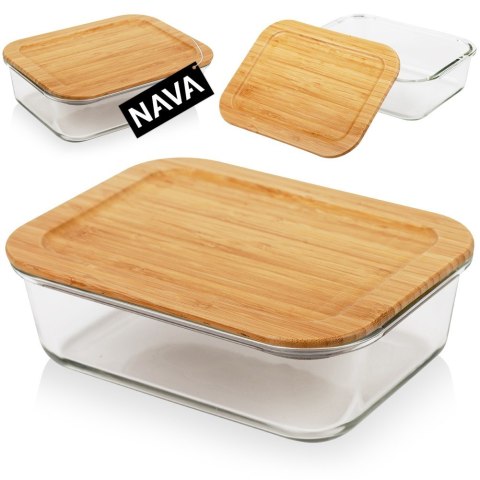 Pojemnik na żywność szklany z bambusową pokrywką i uszczelką naczynie żaroodporne ARIZONA 1.4L NAVA 10-143-203