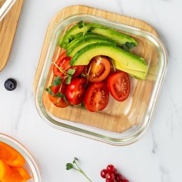 Pojemnik na żywność szklany z bambusową pokrywką i uszczelką naczynie żaroodporne ARIZONA 1.4L NAVA 10-143-213