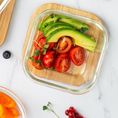 Pojemnik na żywność szklany z bambusową pokrywką i uszczelką naczynie żaroodporne ARIZONA 1.4L NAVA 10-143-213