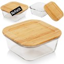 Pojemnik na żywność szklany z bambusową pokrywką i uszczelką naczynie żaroodporne ARIZONA 1.4L NAVA 10-143-213