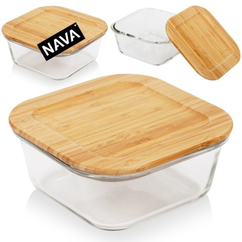 Pojemnik na żywność szklany z bambusową pokrywką i uszczelką naczynie żaroodporne ARIZONA 1.4L NAVA 10-143-213