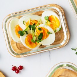 Pojemnik na żywność szklany z bambusową pokrywką i uszczelką naczynie żaroodporne ARIZONA 300 ml NAVA 10-143-200