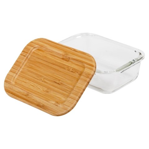Pojemnik na żywność szklany z bambusową pokrywką i uszczelką naczynie żaroodporne ARIZONA 300 ml NAVA 10-143-200