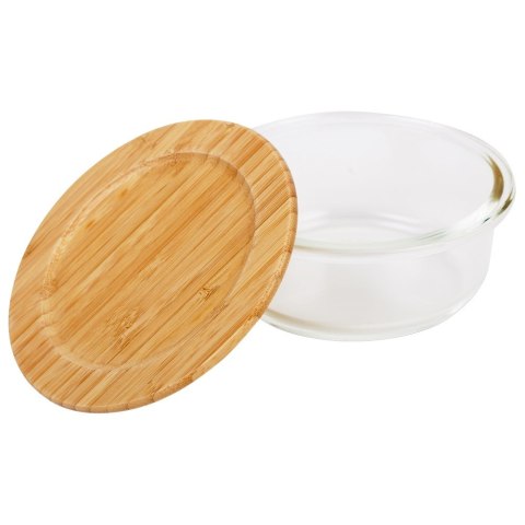 Pojemnik na żywność szklany z bambusową pokrywką i uszczelką naczynie żaroodporne ARIZONA 400 ml NAVA 10-143-220