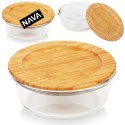 Pojemnik na żywność szklany z bambusową pokrywką i uszczelką naczynie żaroodporne ARIZONA 400 ml NAVA 10-143-220