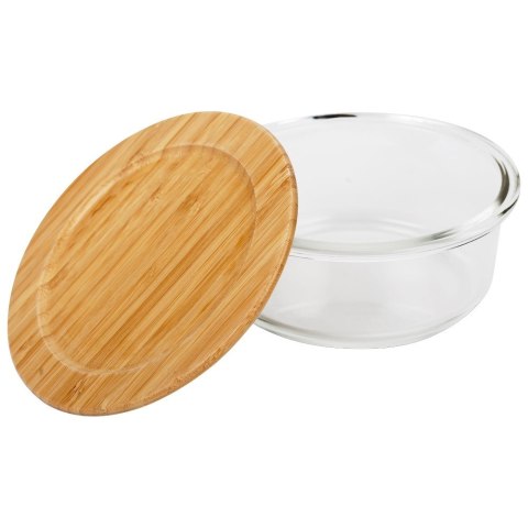 Pojemnik na żywność szklany z bambusową pokrywką i uszczelką naczynie żaroodporne ARIZONA 600 ml NAVA 10-143-221