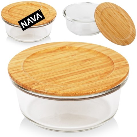 Pojemnik na żywność szklany z bambusową pokrywką i uszczelką naczynie żaroodporne ARIZONA 600 ml NAVA 10-143-221