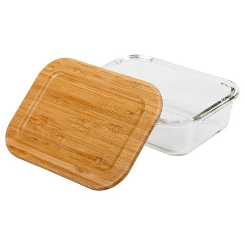 Pojemnik na żywność szklany z bambusową pokrywką i uszczelką naczynie żaroodporne ARIZONA 650 ml NAVA 10-143-201