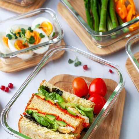 Pojemnik na żywność szklany z bambusową pokrywką i uszczelką naczynie żaroodporne ARIZONA 650 ml NAVA 10-143-201