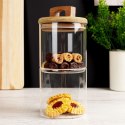Pojemnik pudełko na ciastka ciasteczka piętrowy szklany 2-piętrowy 600 ml EXCELLENT HOUSEWARE 259219