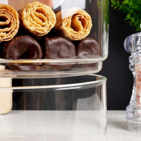 Pojemnik pudełko na ciastka ciasteczka piętrowy szklany 2-piętrowy 600 ml EXCELLENT HOUSEWARE 259219