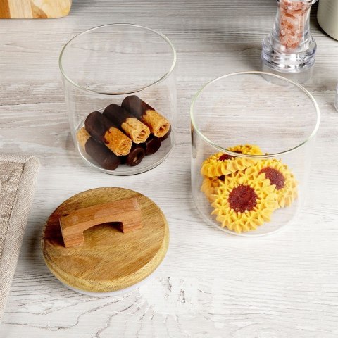 Pojemnik pudełko na ciastka ciasteczka piętrowy szklany 2-piętrowy 600 ml EXCELLENT HOUSEWARE 259219