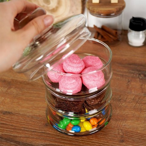 Pojemnik pudełko na ciastka ciasteczka piętrowy szklany 3-piętrowy 3x465 ml EXCELLENT HOUSEWARE 259158