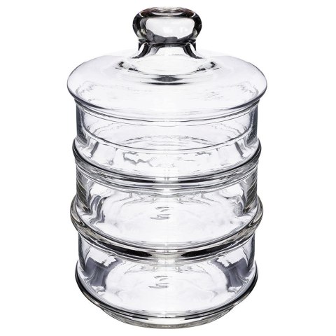 Pojemnik pudełko na ciastka ciasteczka piętrowy szklany 3-piętrowy 3x465 ml EXCELLENT HOUSEWARE 259158
