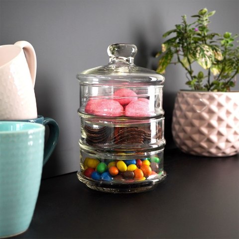 Pojemnik pudełko na ciastka ciasteczka piętrowy szklany 3-piętrowy 3x465 ml EXCELLENT HOUSEWARE 259158