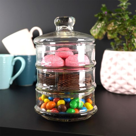 Pojemnik pudełko na ciastka ciasteczka piętrowy szklany 3-piętrowy 3x465 ml EXCELLENT HOUSEWARE 259158