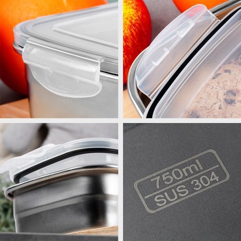 Pojemnik stalowy na żywność z pokrywką i uszczelką 700 ml EXCELLENT HOUSEWARE 229213