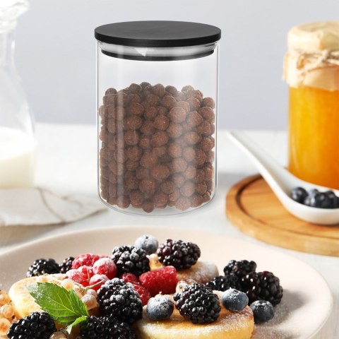 Pojemnik szklany na produkty sypkie suche z pokrywką i uszczelką 600 ml ORION 127578