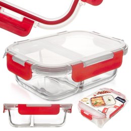 Pojemnik szklany żaroodporny na żywność z pokrywką dzielony 1.3L ORION 129229