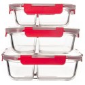 Pojemnik szklany żaroodporny na żywność z pokrywką dzielony 1.3L ORION 129229