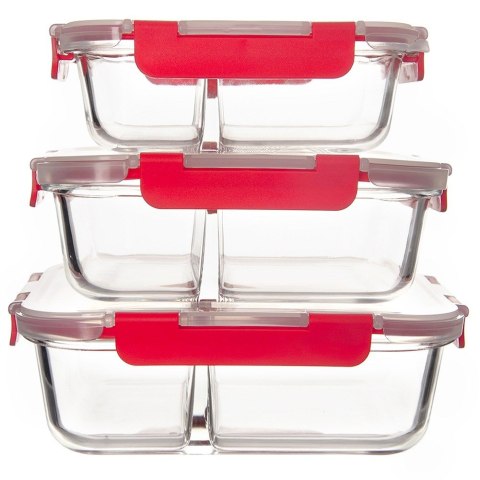 Pojemnik szklany żaroodporny na żywność z pokrywką dzielony 950ml ORION 129228