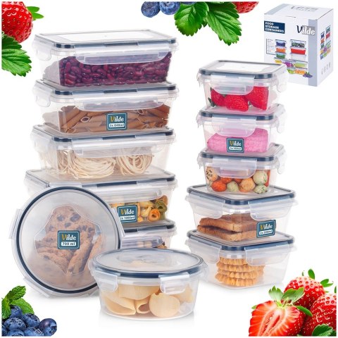 Pojemniki plastikowe do przechowywania żywności 5 rozmiarów 12-ele VILDE 229158