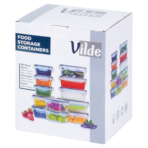 Pojemniki plastikowe do przechowywania żywności 5 rozmiarów 12-ele VILDE 229158