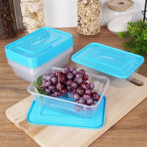 Pojemniki plastikowe na żywność z pokrywką 600 ml komplet 10-ele VILDE 259275