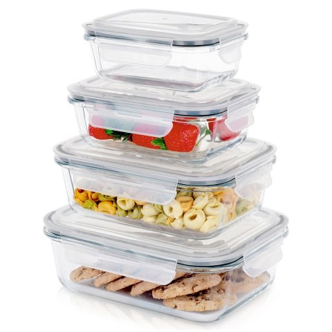 Pojemniki szklane na żywność z pokrywką i uszczelką 4-ele VILDE 229151