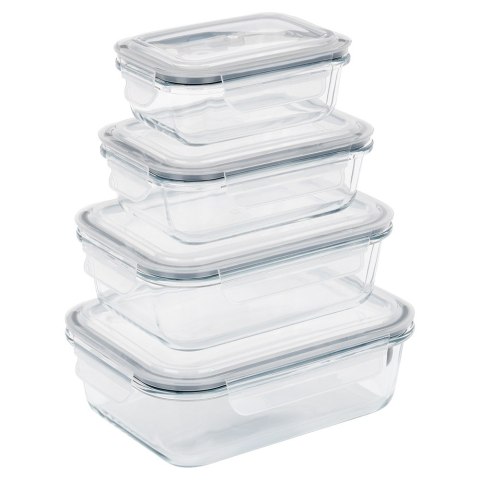 Pojemniki szklane na żywność z pokrywką i uszczelką 4-ele VILDE 229151
