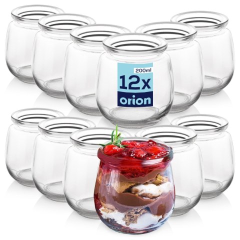 Słoiki na jogurt i desery dżem 200ml pojemniki słoiczki słoiki 12SZT ORION 121796