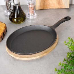 Patelnia do serwowania żeliwna z deską 24x18 cm EXCELLENT HOUSEWARE 110509