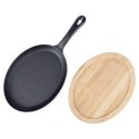 Patelnia do serwowania żeliwna z deską 24x18 cm EXCELLENT HOUSEWARE 110509