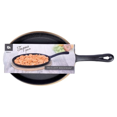 Patelnia do serwowania żeliwna z deską 24x18 cm EXCELLENT HOUSEWARE 110509