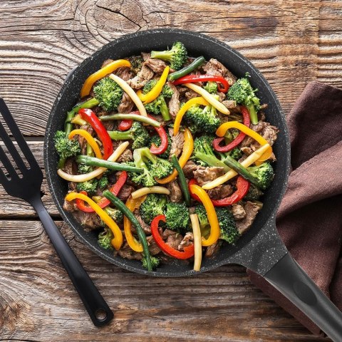 Patelnia głęboka granitowa nieprzywierająca indukcja NON-STICK wysoka GRANDE 28 cm ORION 113207