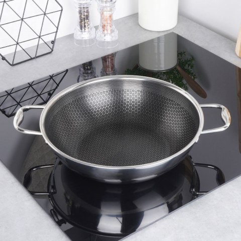 Patelnia głęboka wok stalowa nieprzywierająca NON-STICK indukcja COOKCELL 28 cm ORION 112991