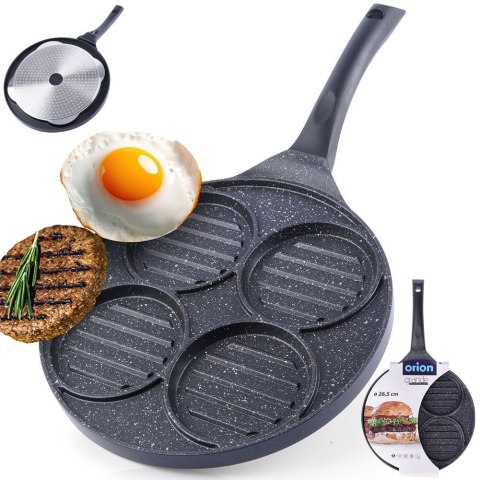 Patelnia granitowa do burgerów jajek steków grillowa 4 otwory GRANDE ORION 113201