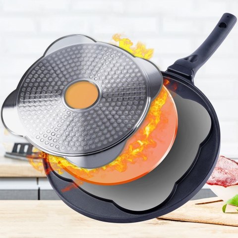 Patelnia granitowa do burgerów jajek steków grillowa 4 otwory GRANDE ORION 113201