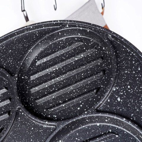 Patelnia granitowa do burgerów jajek steków grillowa 4 otwory GRANDE ORION 113201