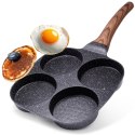 Patelnia granitowa do jajek sadzonych placków pancakes 4 otwory BLACK&WOOD 19x19 cm VILDE 199009